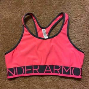Neon pink Under Armour sports bra